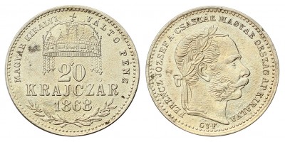 Ferenc József 20 krajcár 1868 GYF.