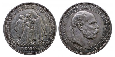Ferenc József 5 Korona 1907 Koronázási