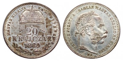 Ferenc József 20 krajcár 1869 KB