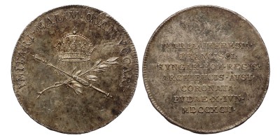 Mária Terézia Karolina királyné koronázása ezüst zseton 1792 Buda