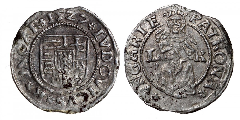 II. Lajos denár 1527 ÉH 673