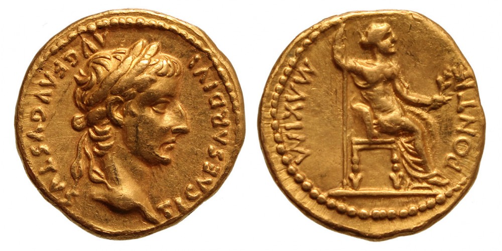 Tiberius AV aureus, Lugdunum