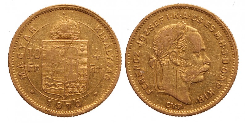 10 frank 4 forint 1870 Gy.F.