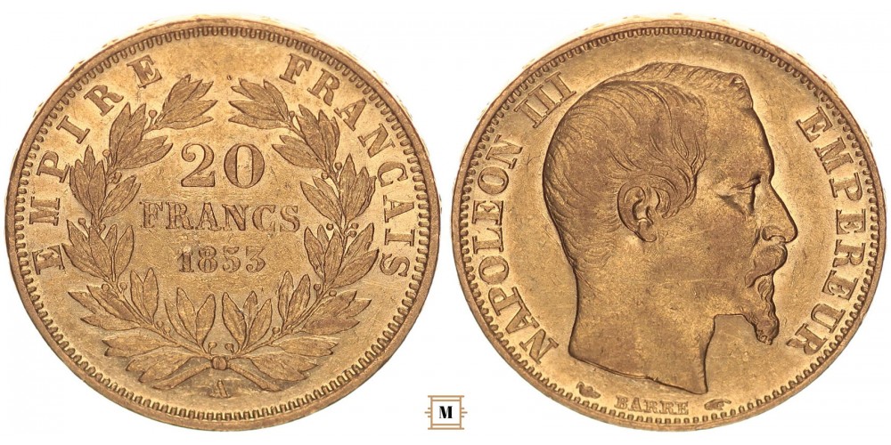 Franciaország 20 frank 1853 A