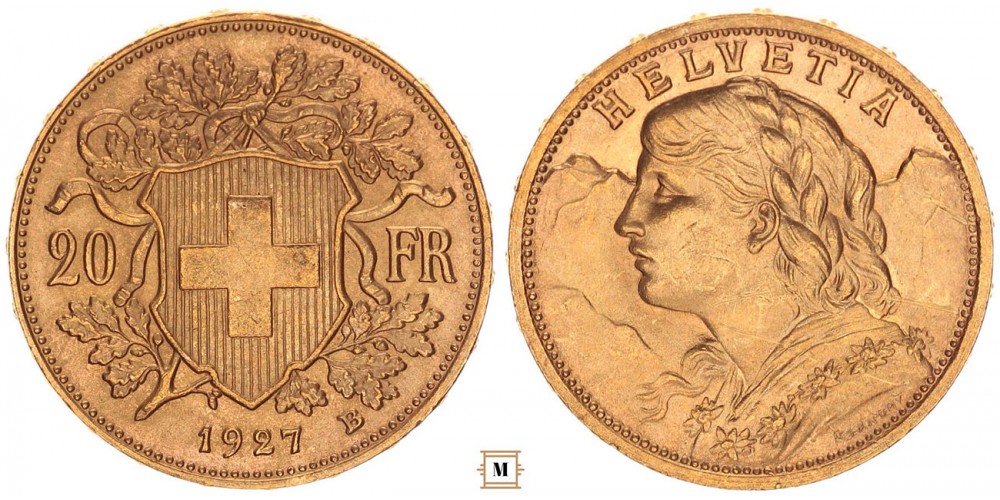 Svájc 20 frank 1927 B - Bern