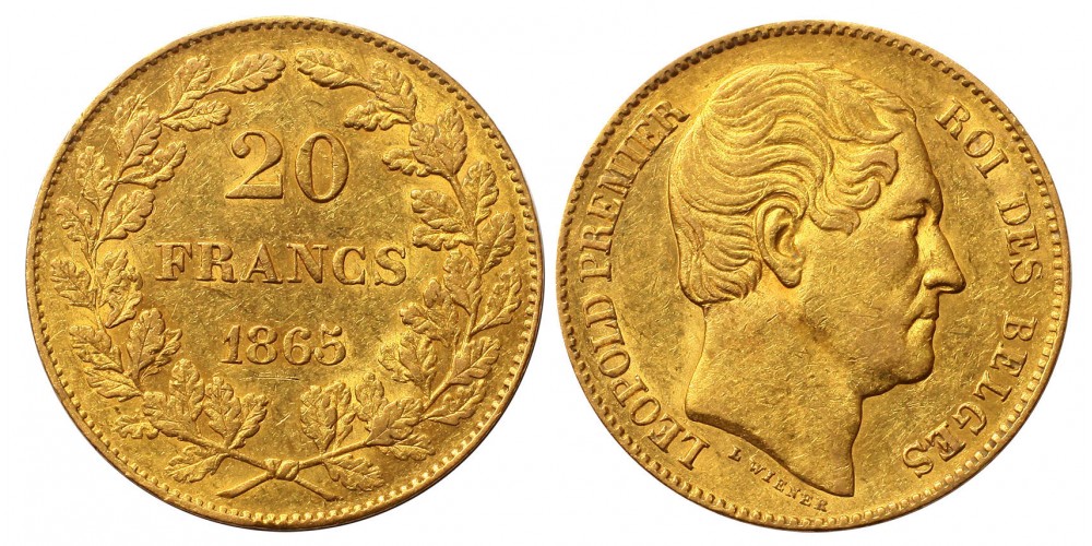 Belgium arany 20 Francs 1865