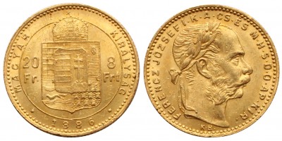 Ferenc József 8 Forint 1886 KB