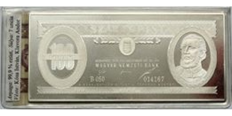 Ezüst bankjegy,100 forint 1995 Ag999  7 uncia