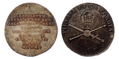 II.Lipót koronázása  ezüst zseton Frankfurt 1790 