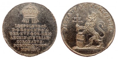 II.Lipót koronázása ezüst zseton Pozsony 1790 ezüst zseton 