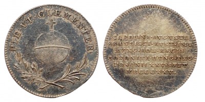 Karolina Auguszta koronázása ezüst zseton 1825 Pozsony