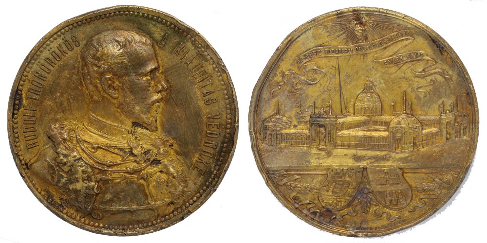 Budapesti Országos Kiállítás 1885 Emlékérme Rudolf trónörökös