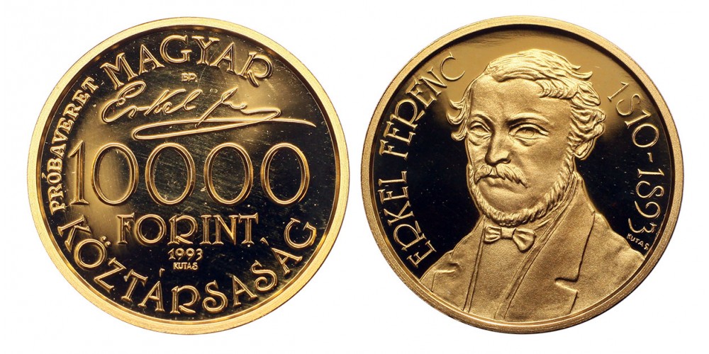 Erkel Ferenc 10000 forint 1993 PP RR! próbaveret