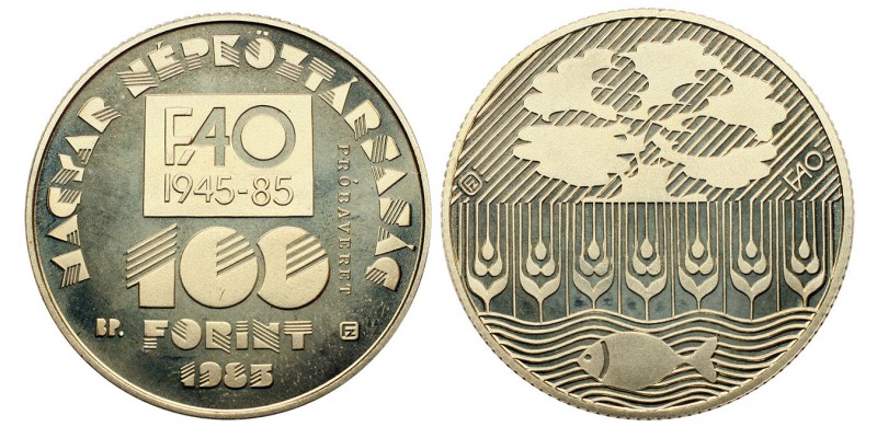 100 forint FAO IV. 1985 Probaveret