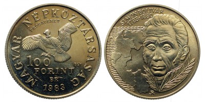 100 forint Simon Bolivar 1983 Próbaveret