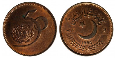 Pakisztán 5 rúpia 1995 50 éves az ENSZ 