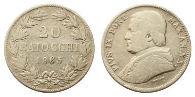 Vatikán 20 baiocchi 1865