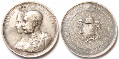 Ferenc József és Erzsébet horvátországi látogatása 1869 ezüst emlékérem R!