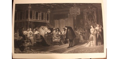 Paul Delaroche: Mazarin bíboros halála 1830 - metszet