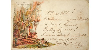 Ferenc József koronázása litho képeslap
