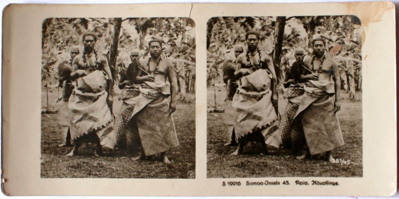 Német Szamoa Szamoai főnökök sztereó fotó 1890 körül R!