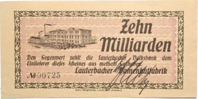 Németország Lauterbach 10 millárd márka én. (1923)