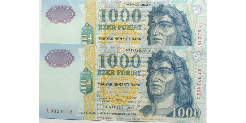 1000 forint 1999 2db DA sorszámkövető