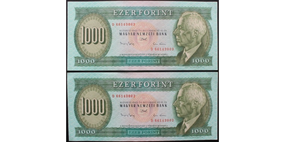 1000 Forint 1993 2db
