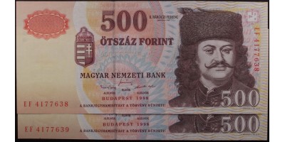 500 Forint 1998 2db Sorszámkövető