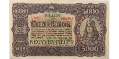 5000 korona 40 fillér 1923 R!