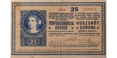 25 korona 1918 hullámos hátlap
