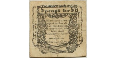 Komárom 5 pengő krajcár 1849