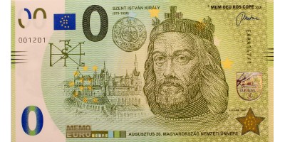 Szent István memo euro - első magyar kiadású 0 euro bankjegy